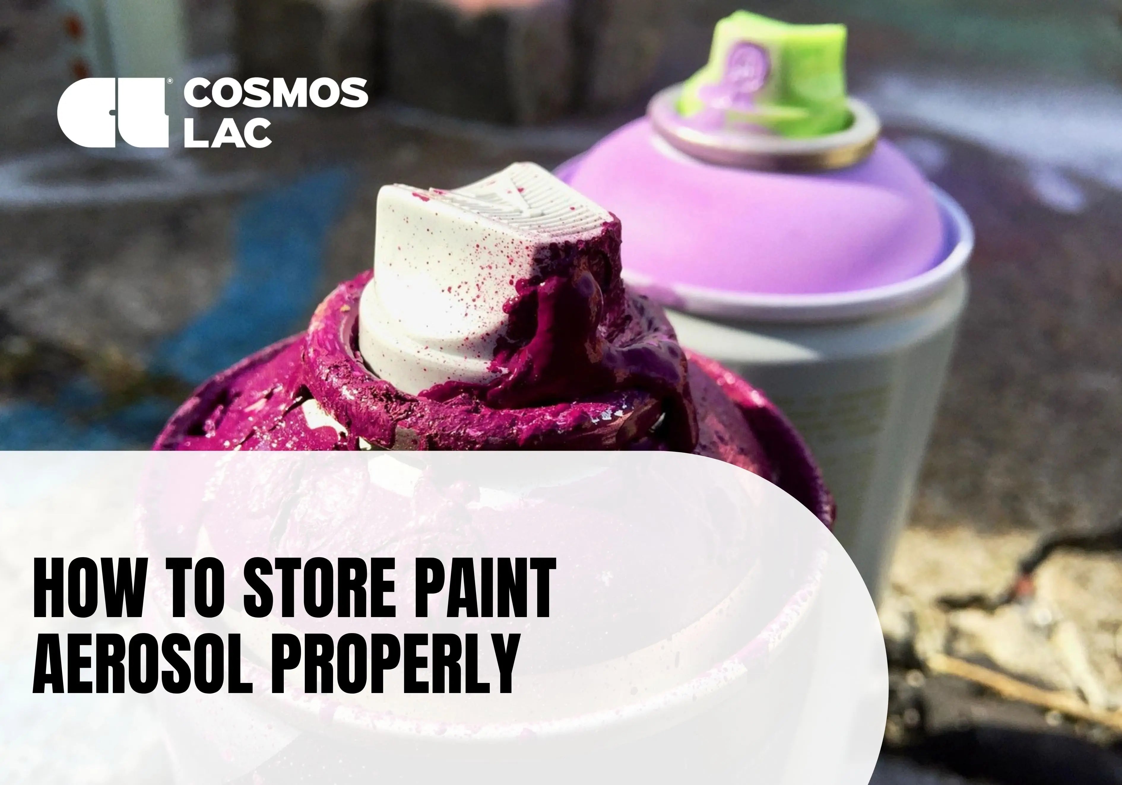 Paint aerosol spray cans are stored properly in an organised garage workshop environment