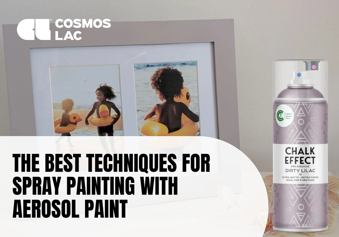 Aerosol paint finish on photo frame using Cosmos Lac Chalk Effect in Dirty Lilac showing smooth matte coverage and vintage charm