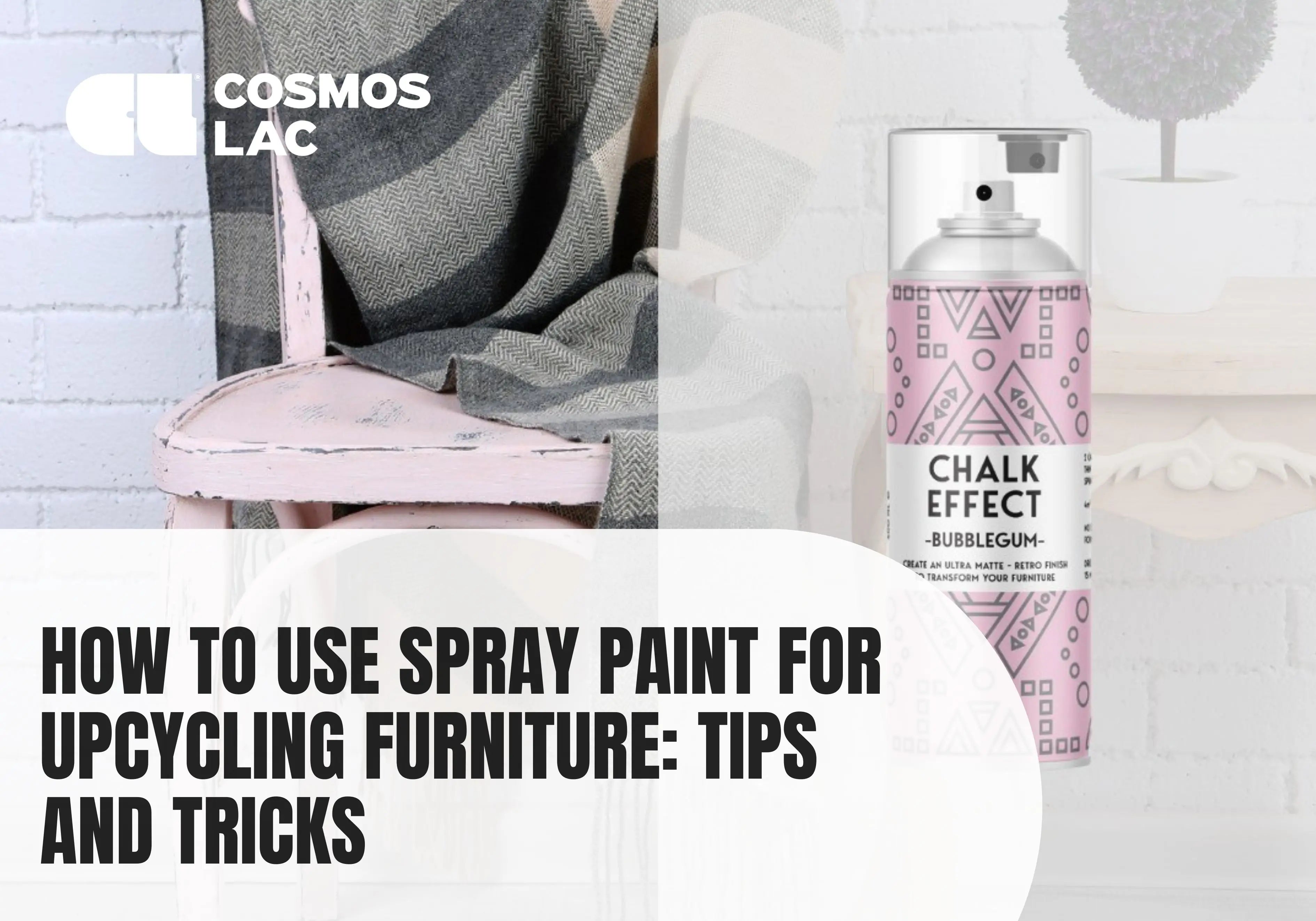Transforming this beaten-up wooden chair using bubblegum pink chalk effect spray paint by Cosmos Lac